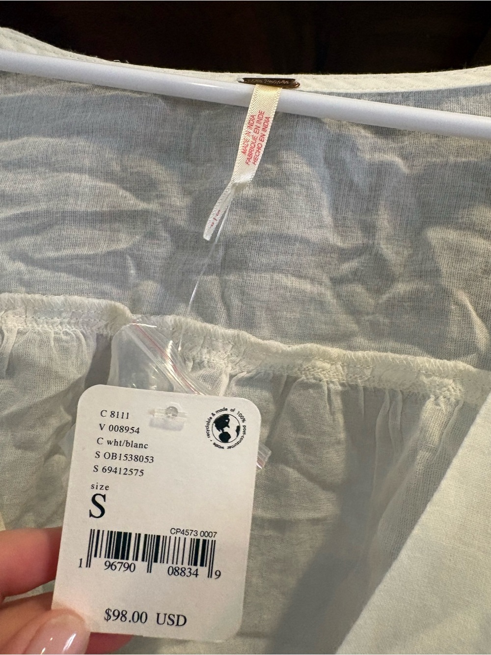 Free People Cream Lace Tie-Front Crop Top - Picture 3 of 4